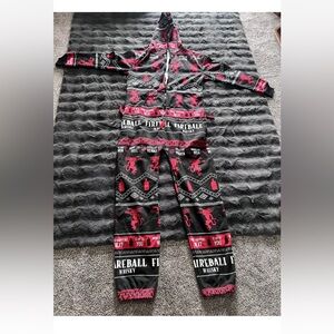 Fireball Whisky Men’s Onsie 2XL Zip Up Advertising Ugly Christmas